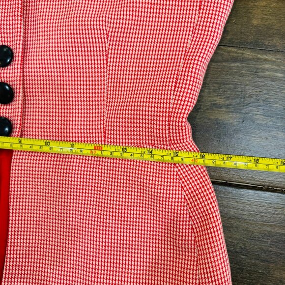 VTG Christian Dior Blazer Peplum Jacket Houndstooth Print Lined SZ 2 Made In USA - Picture 8 of 11